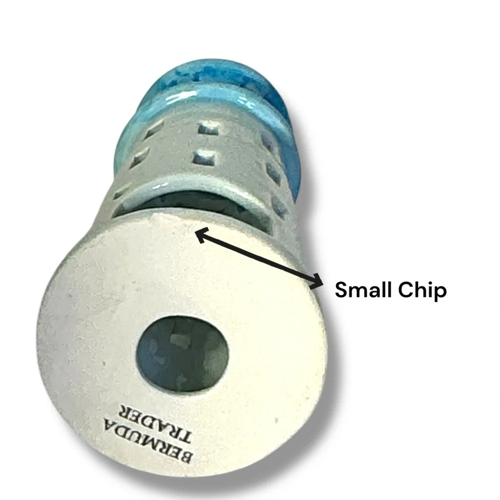 Bermuda Trader Lighthouse Tea Light Ceramic Candle Holder Decorative Blue White - Picture 9 of 16